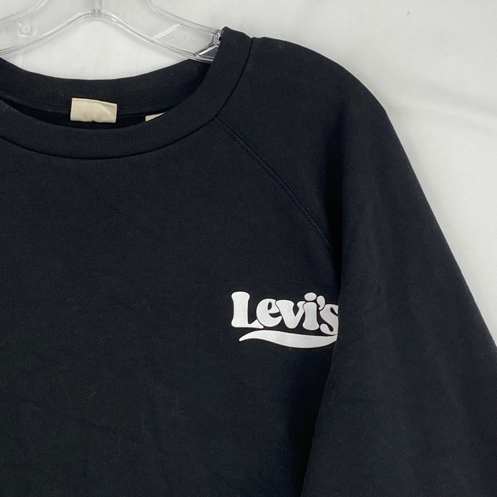 Levi's Womens Sz 2X Trendy Logo Pullover Sweatshirt Black Long Sleeves Cropped - Picture 1 of 9
